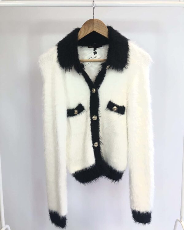 Casaco plush branco e preto MAJE - P - VENDIDO SISTEMA OTO