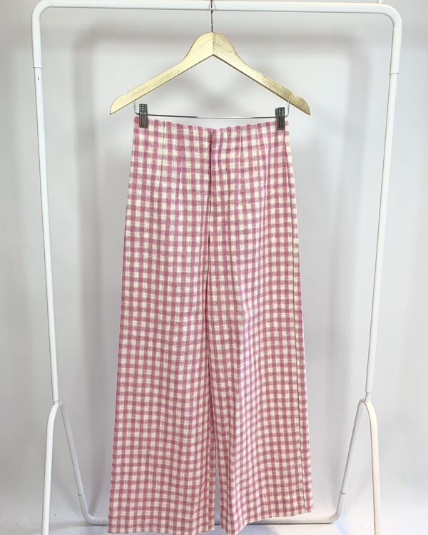 Calça alfaiataria quadriculada rosa e branca ZARA- P