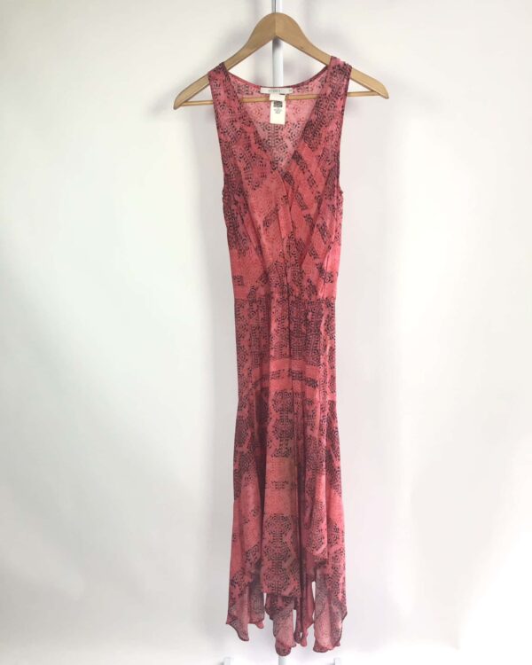 Vestido seda midi laranja estampado ATEEN - 36 - VENDIDO SISTEMA OTO