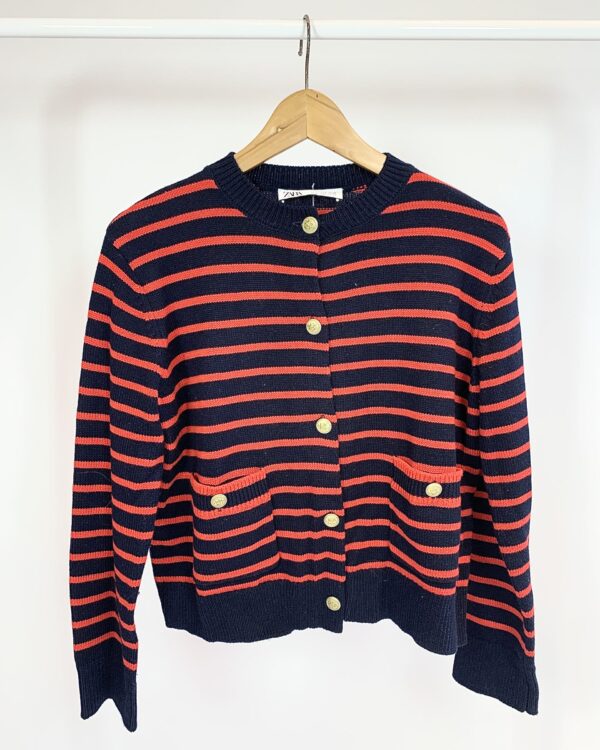 Cardigan listarado botões dourados manga longa ZARA - P