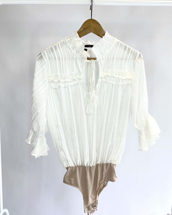Body transparente branco com fios de lurex LETIH - P - VENDIDO SIST OTO