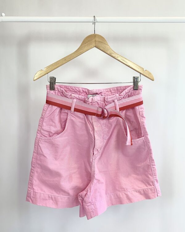 Bermuda jeans rosa com cinto removivél ABRAND- 38