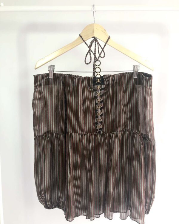 Bata seda listras coloridas argolas na frente ANIMALE - 36 VENDIDO SISTEMA OTO