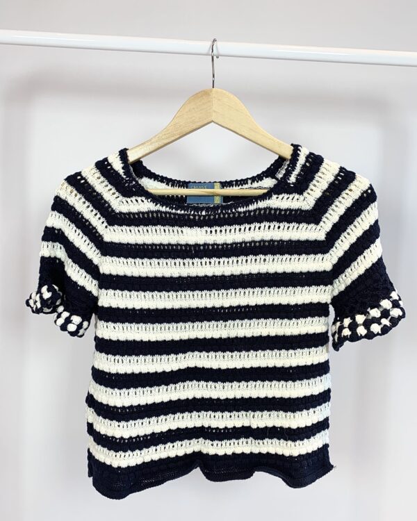 Blusa cropped tricot branco e preto CRUISE- P