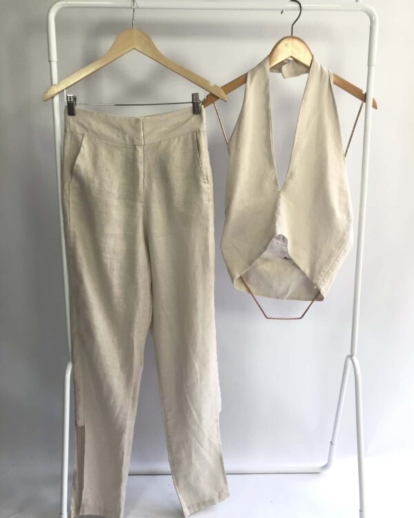 Conjunto cropped e calça off white alfaiataria linho  DOUX - P - VENDIDO SISTEMA OTO