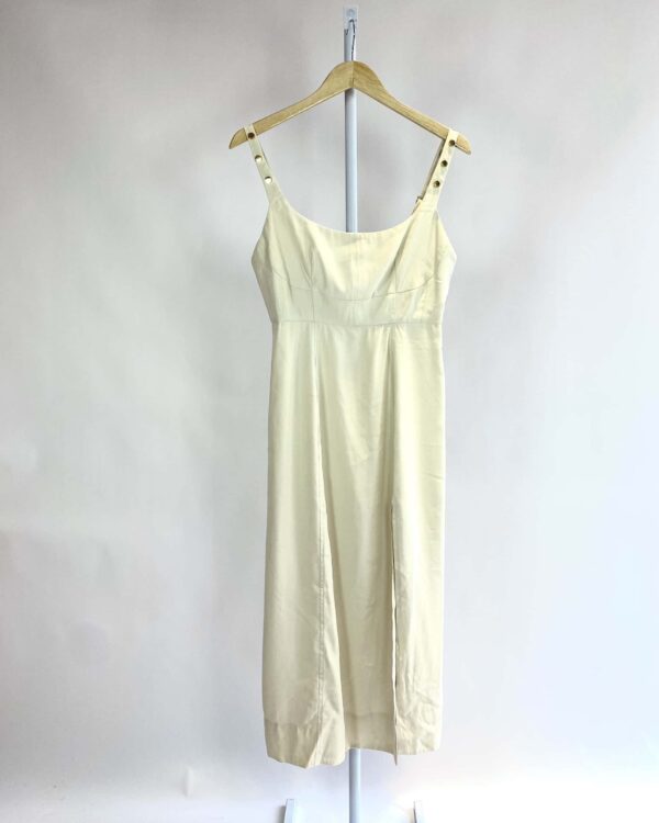 Vestido midi alfaiataria bege ÁGUA DE COCO - 38 - VENDIDO SISTEMA OTO