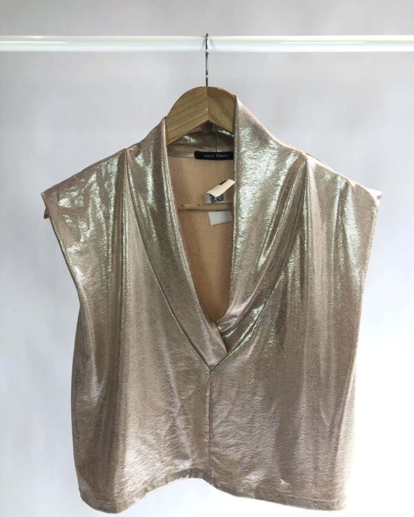 Blusa cropped dourada metalizada LILLY SARTI - 40 - VENDIDO SIST OTO