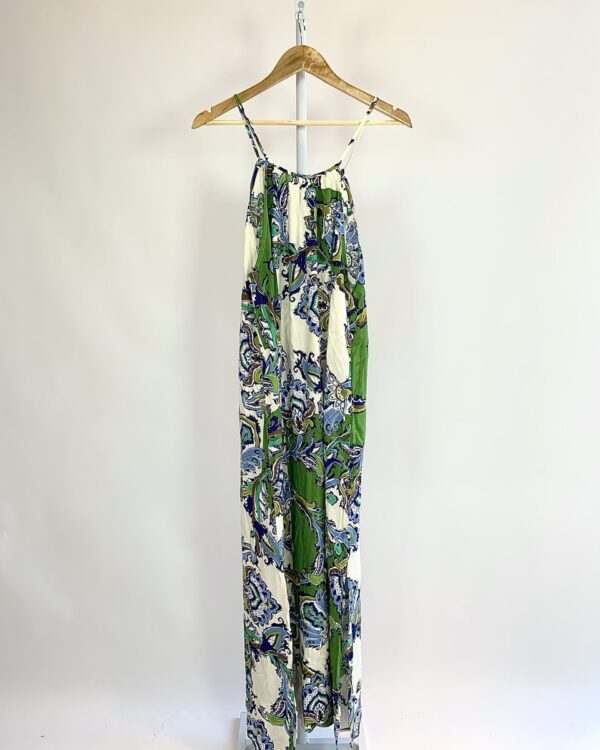 Vestido midi estampado azul e verde fios de lurez ZINZANE - M (nunca usado)