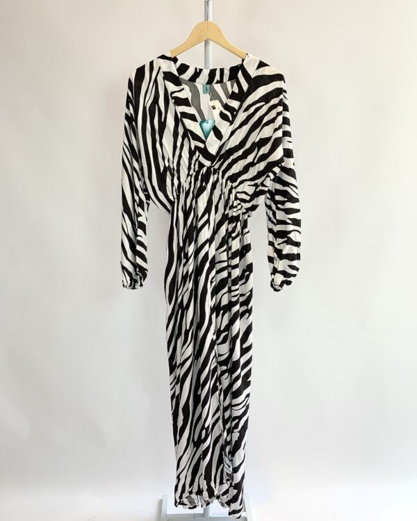 Vestido longo manga longa estampa zebra DIAH RIO - P - VENDIDO SISTEMA OTO