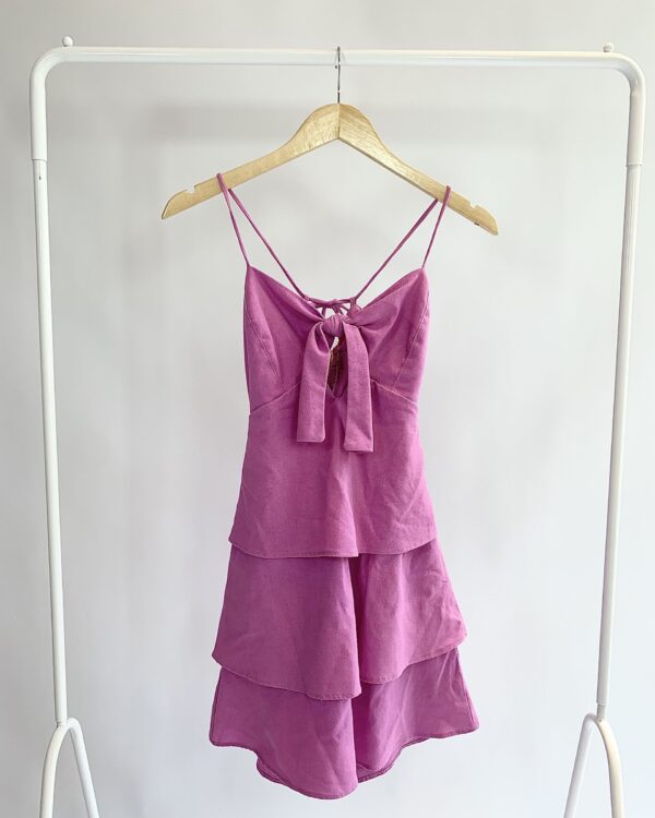 Vestido rosa curto babados BOTSWANA - PP