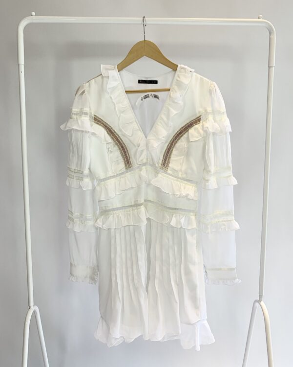 Vestido curto branco babados AGILITÁ - 38 - VENDIDO SISTEMA OTO