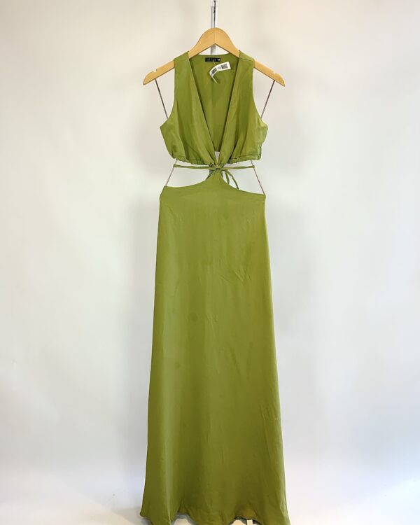 Vestido crepe pistache recorte LETIH - P - vendido sistema oto