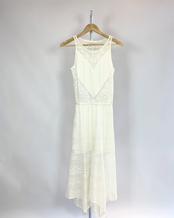 Vestido midi renda branca MAIS UM - P - VENDIDO SIST OTO