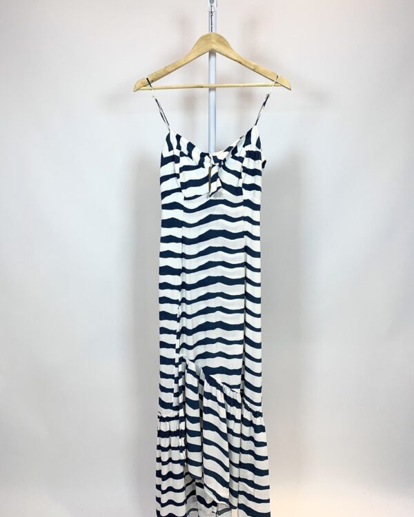 Vestido crepe branco com listras azuis VIX - P - VENDIDO SISTEMA OTO