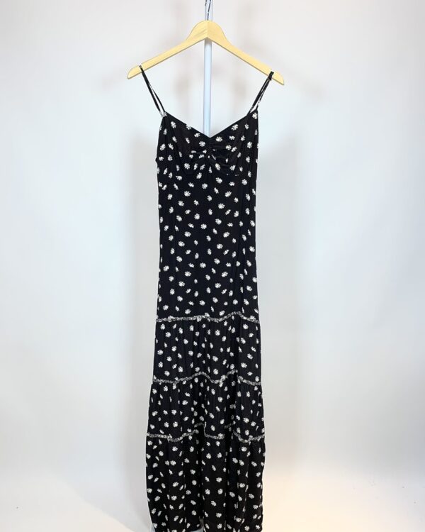 Vestido longo crepe preto e branco VIX - P *nunca usado *