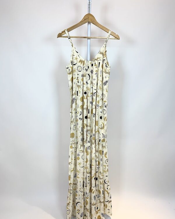 Vestido longo off white desenhos ZAL - P - VENDIDO SISTEMA OTO