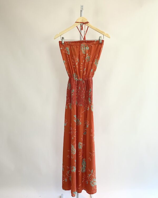 Vestido laranja longo sem alça elástico na cintura ATEEN - 38