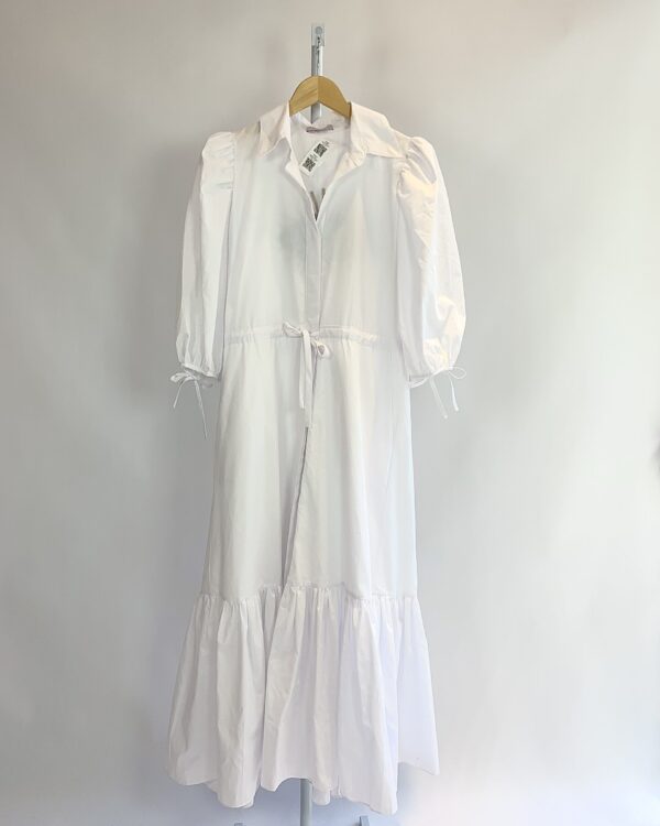 Vestido chemise branco olho bordado LORE - P - VENDIDO SISTEMA OTO