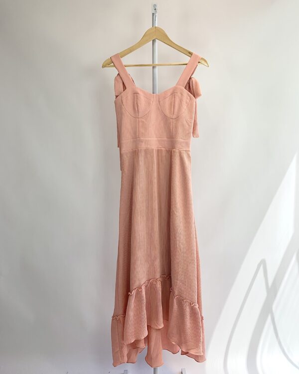 Vestido midi corset rosa texturizado CHARTH - P - VENDIDO SISTEMA OTO