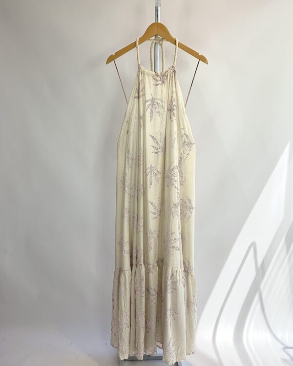 Vestido longo viscolinho off white estampado ELIZ RABELO - P