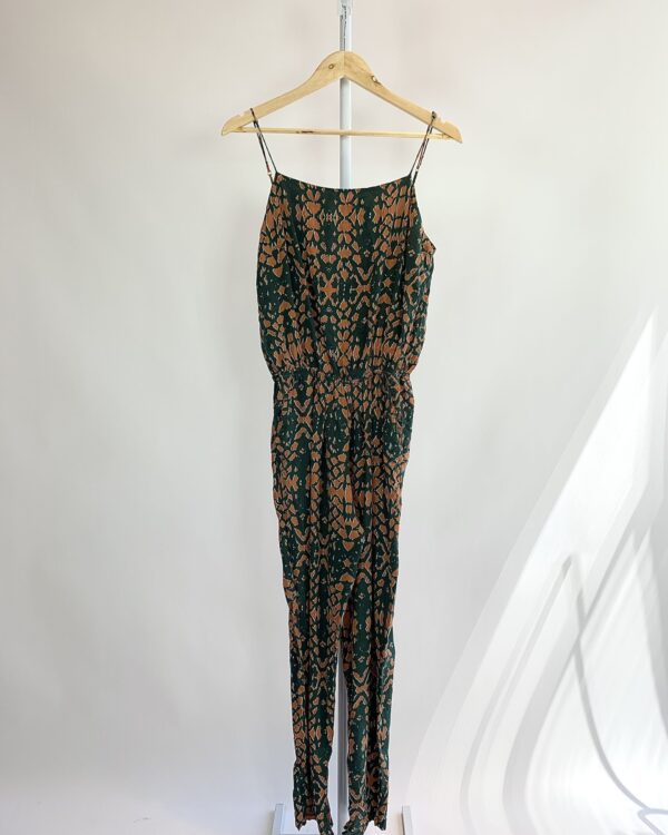 Macacão seda verde estampa laranja TIDSY - 40