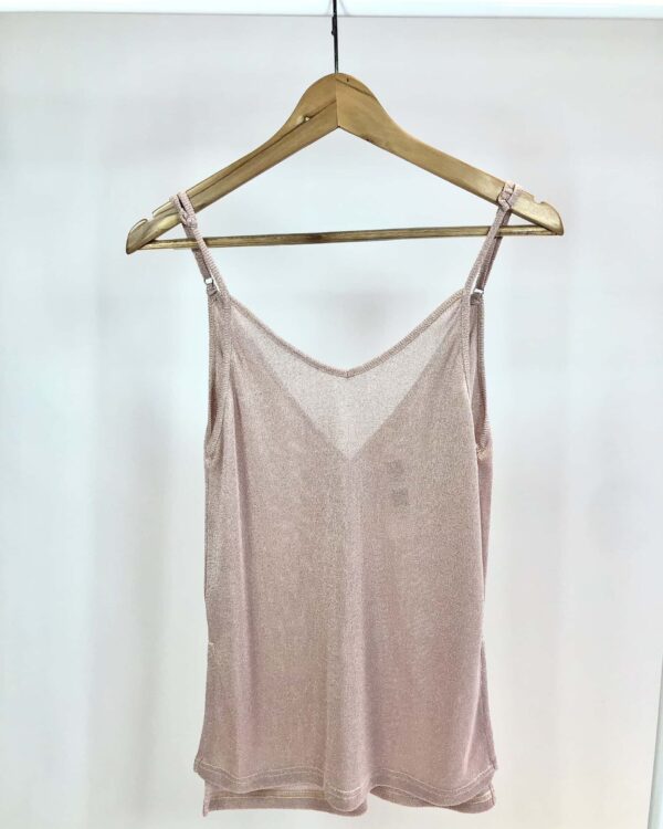 Regata tricot rosa fios lurex CAROL BASSI - P - VENDIDO SISTEMA OTO