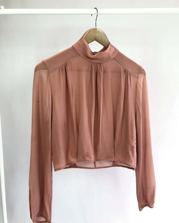 Blusa seda georgette rose CRIS BARROS - 38 - VENDIDO SISTEMA OTO