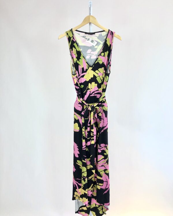 Vestido malha preto estampa colorida MARIA VALENTINA - G - VENDIDO SISTEMA OTO