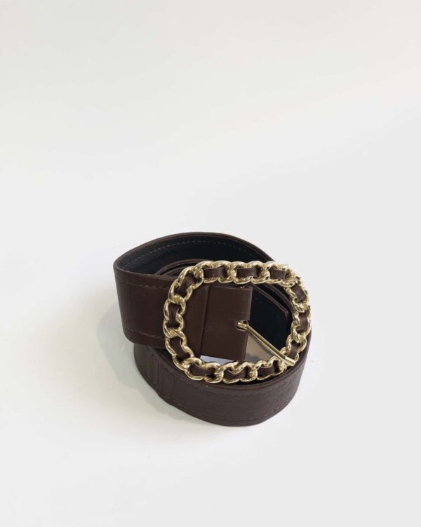 Cinto marrom com detalhe dourado M