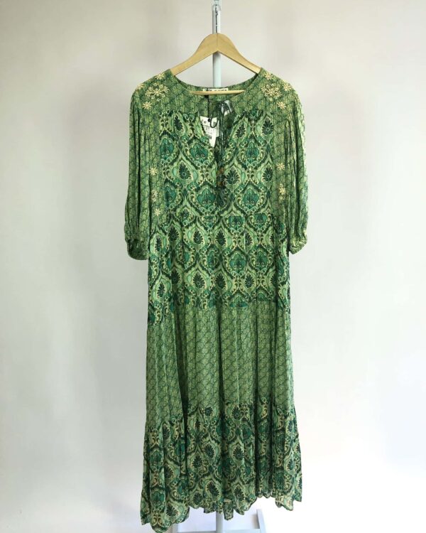 Vestido longo verde com estamp e fios de lurex ZARA *nunca usado* - P