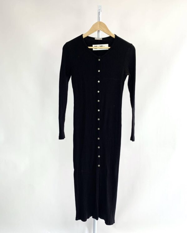 Vestido midi manga longa preto ESMERAL - M - VENDIDO SISTEMA OTO