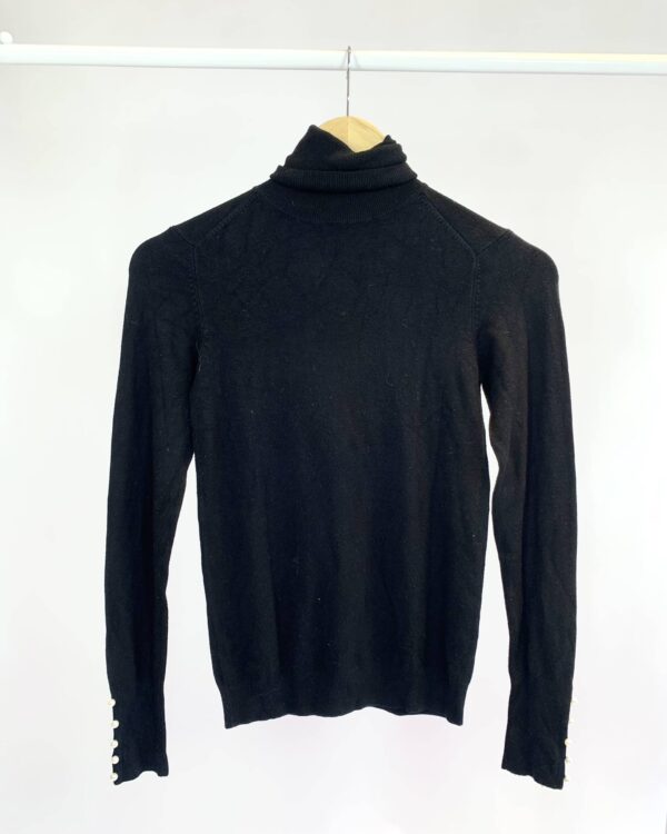 Blusa de tricot preta com gola ZARA - P - VENDIDO SISTEMA OTO