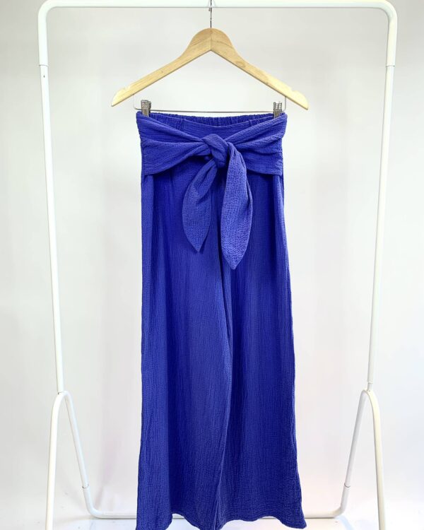 Calça texturizada azul BORANA - M - VENDIDO SISTEMA OTO