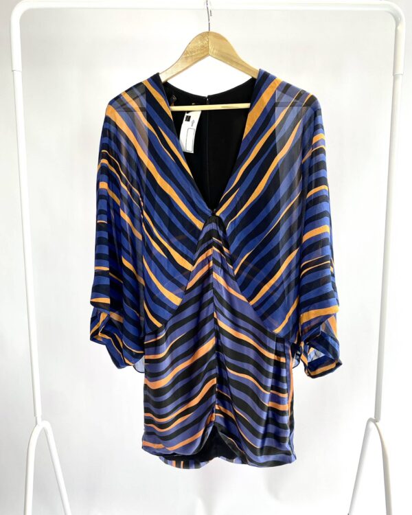 Vestido curto listrado azul e laranja ANIMALE - 38