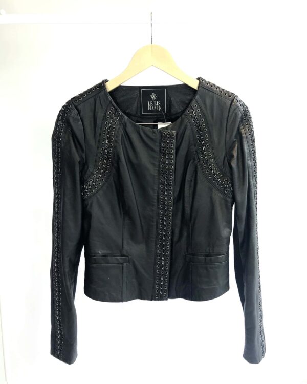 Jaqueta preta couro amarrações LE LIS BLANC - P - VENDIDO SISTEMA OTO