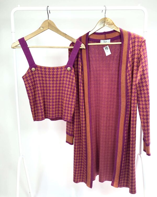 Conjunto top e cardigan tricot laranja e roxa DUO - M - VENDIDO SISTEMA OTTO
