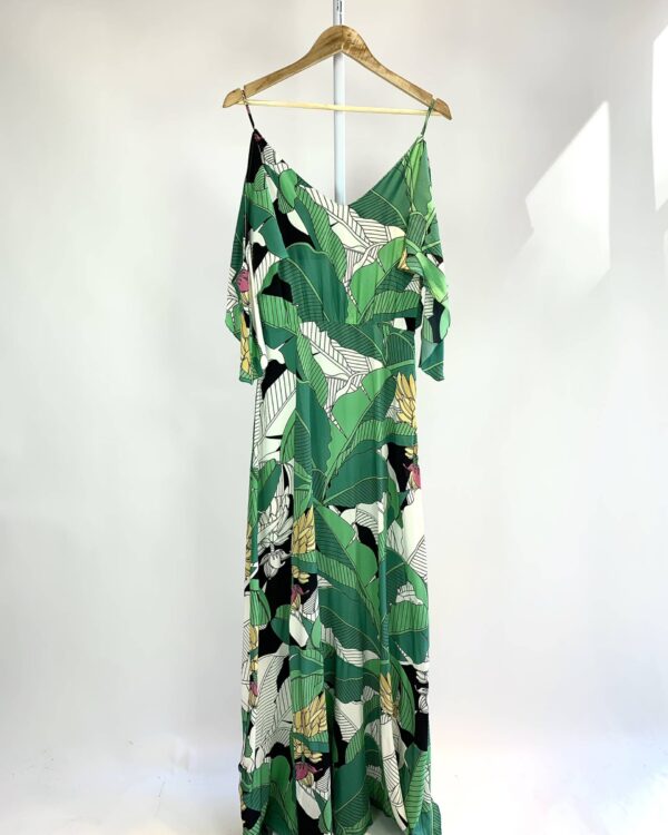 Vestido seda verde estampado EVA - 38 - VENDIDO SISTEMA OTO