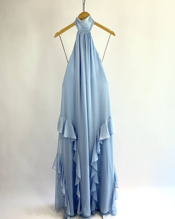 Vestido longo azul decote costas DOLPS - 36