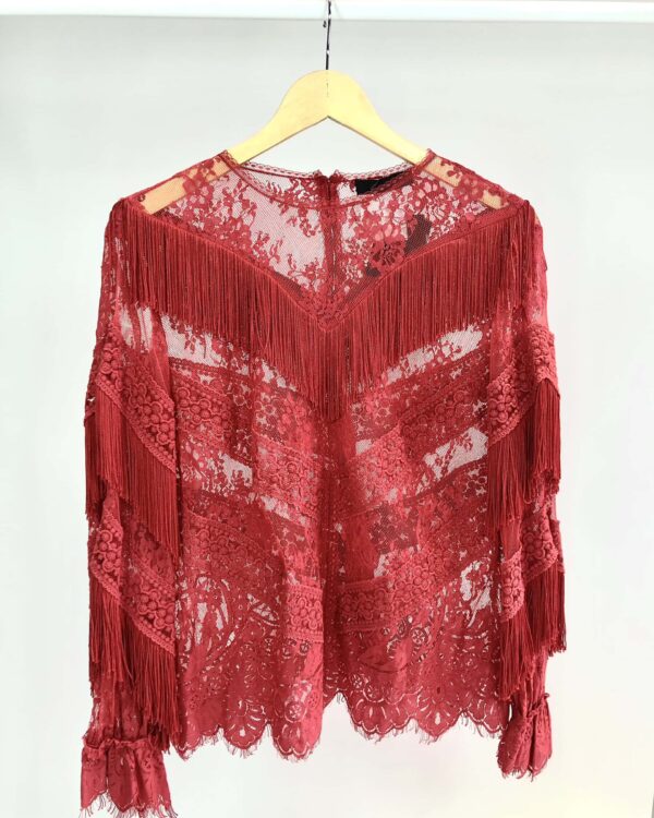 Blusa de renda vermelha com franja NK - 38 *nunca usado*