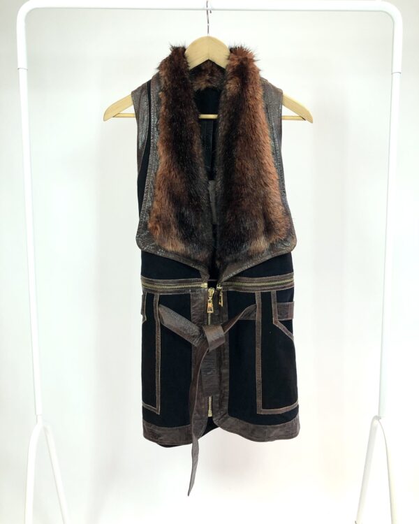 Colete de couro com pelo ANIMALE - G