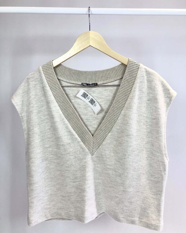 Blusa cropped cinza ZARA - M - VENDIDO SISTEMA OTO