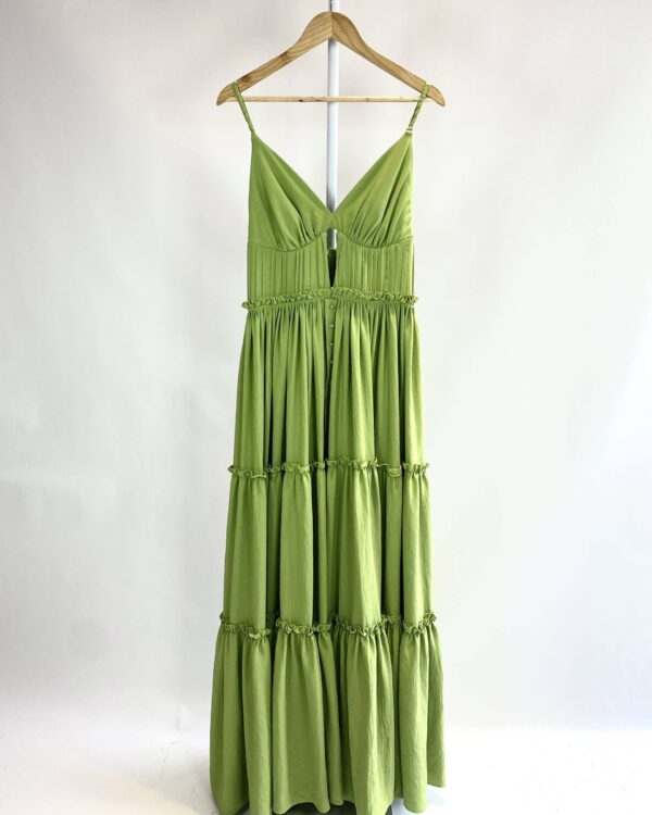 Vestido longo verde com detalhes *nunca usado* S CLUB - M - VENDIDO SISTEMA OTO