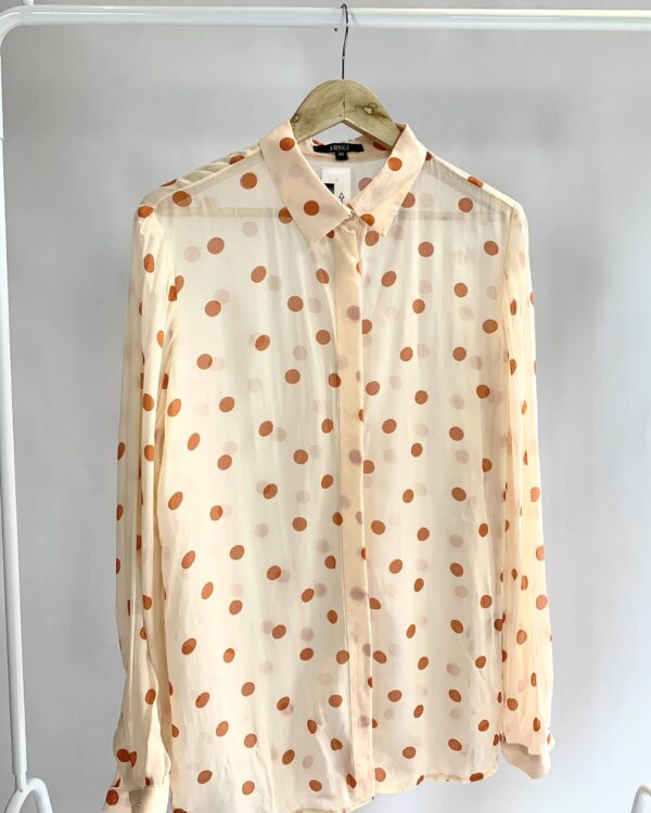 Camisa salmao com bolinhas laranjas ANIMALE - 42 - VENDIDO SISTEMA OTO