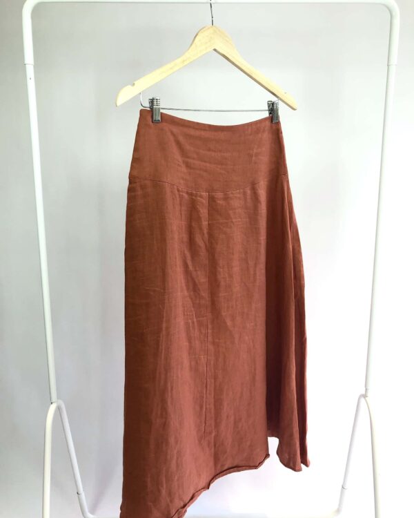 Saia linho midi terracota CAROL BASSI - P - VENDIDO SIST OTO