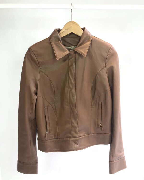 Jaqueta couro marrom CRIS BARROS - 38 - VENDIDO SISTEMA OTTO