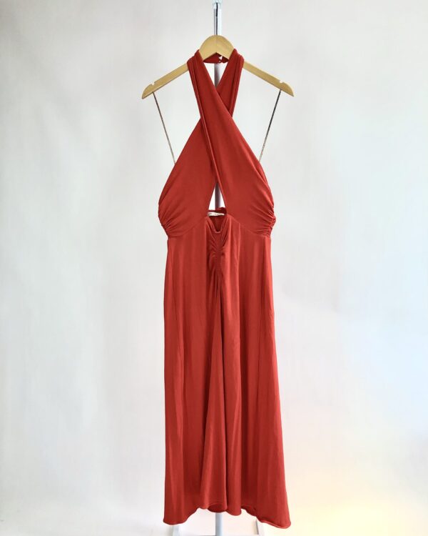 Vestido coral alça amarração MORENA ROSA - G - VENDIDO SISTEMA OTTO