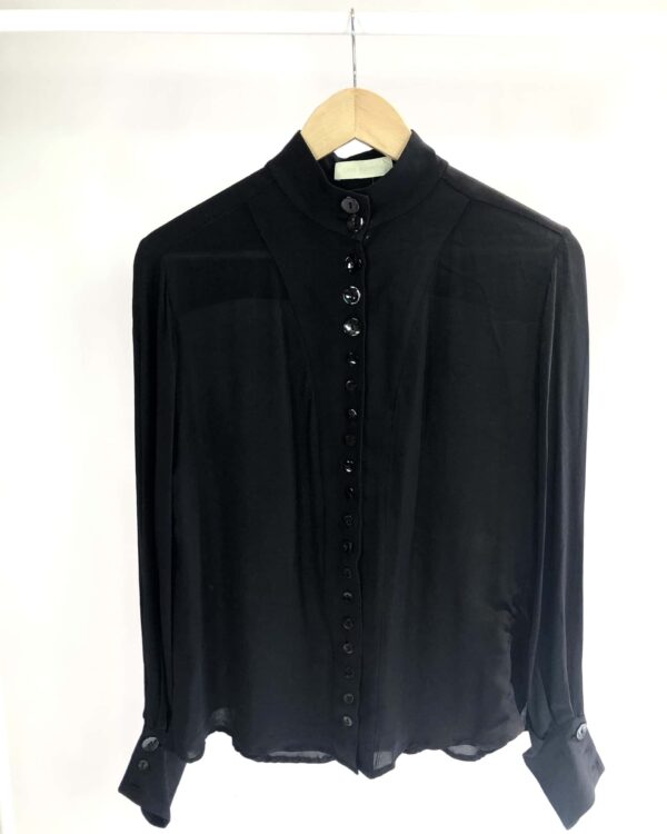 Camisa seda preta botões CRIS BARROS - 38