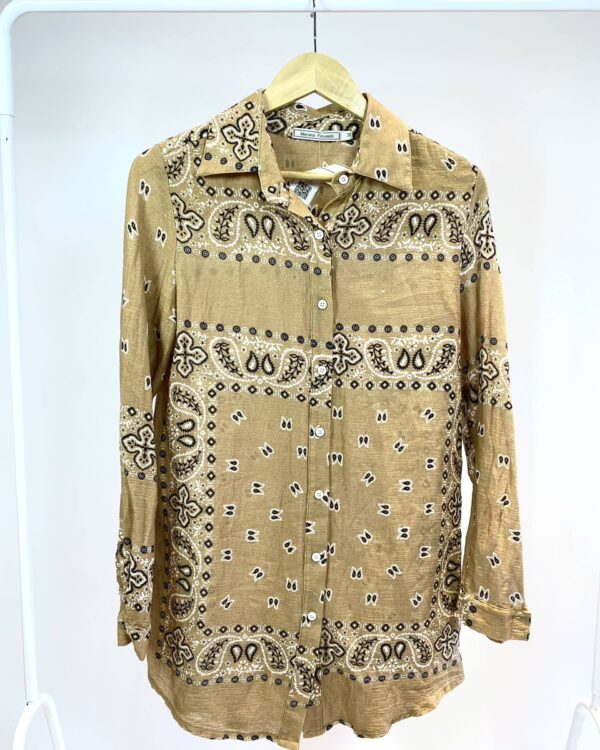 Camisa marrom estampada MARIANA PENTEADO - M - VENDIDO SISTEMA OTO