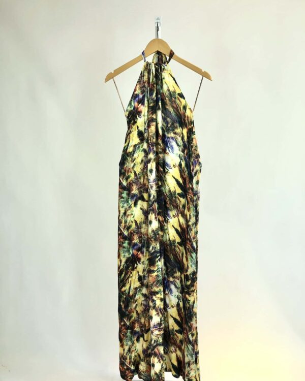 Vestido longo frente única estampa coqueiros CANTÃO - M - VENDIDO SISTEMA OTO