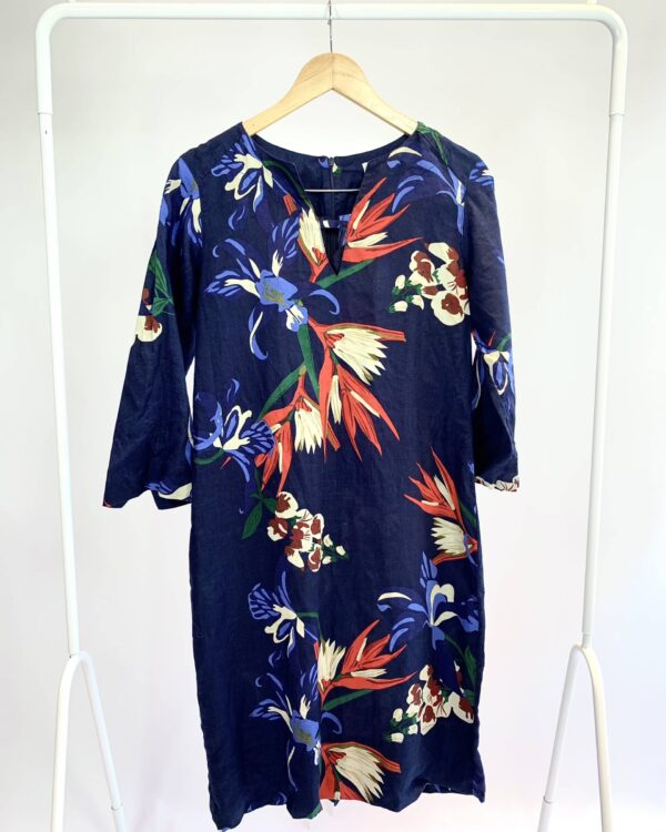 Vestido midi azul marinho com estamp RICHARDS - 40 - VENDIDO SISTEMA OTO